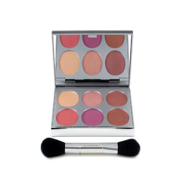 New Again by Jerome Alexander Blusher Palette & Brush, 6 Buildable & Blendable Micronized Powder Blushers for All Skin Tones