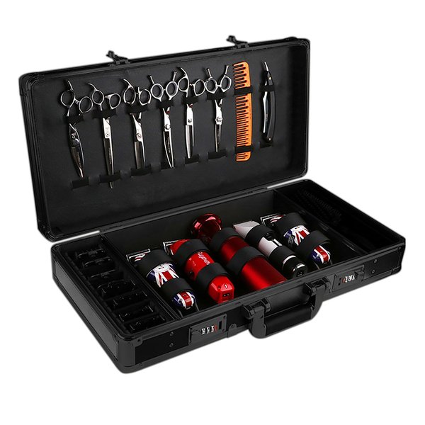 Gdrasuya10 Portable Barber Carrying Case, Professional Barber Supplies Case with Coded Lock, Barber Case Organizer, 21.6 x 10.6 x 4in, Barber Tool Box for Hair Stylists, Makeup Artists (All Black)