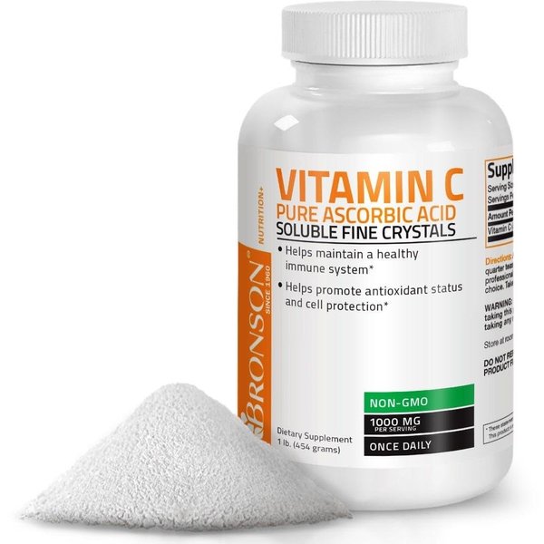 Vitamin C Powder Pure Ascorbic Acid Soluble Fine Non GMO Crystals – Promotes Healthy Immune System and Cell Protection – Powerful Antioxidant - 1 Pound (16 Ounces)