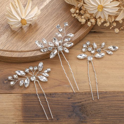 Waydress 6 Pcs Wedding Hair Pin Bridal Hair Clips for Wedding Flower Hair Pins Decorative Women Girls Rhinestone Hair Jewelry Accessories Crystal Floral Barrettes Vintage Headpiece Bridesmaids