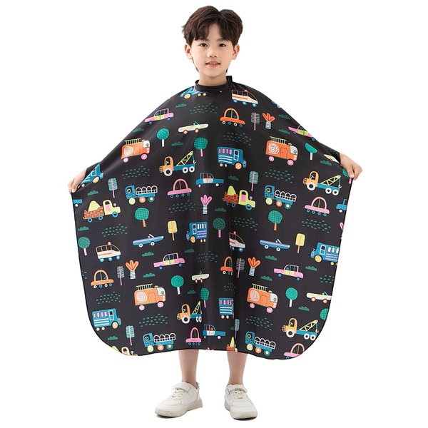 PERFEHAIR Kids Hair Cutting Cape, Cute Cars Pattern, Barber Haircut Cape Cover for Children, Baby, Toddler, Boys Salon Hair Cut Capes