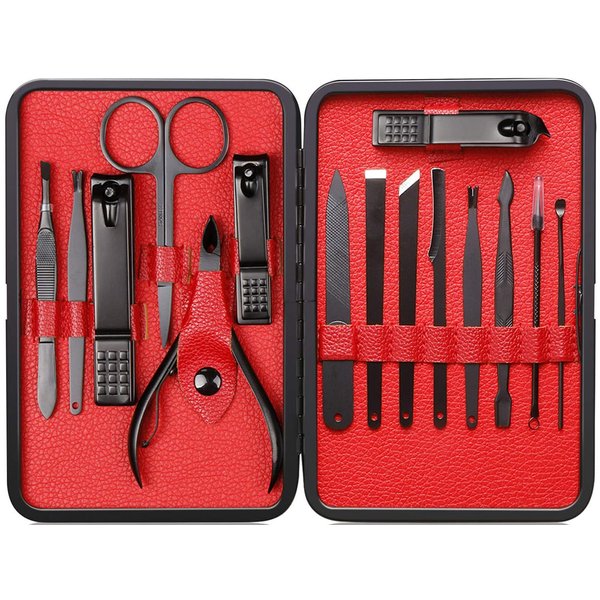 Nail Clippers Sets High Precisio Stainless Steel Nail Cutter Pedicure Kit Nail File Sharp Nail Scissors and Clipper Manicure Pedicure Kit Fingernails & Toenails with Portable stylish case (Red)