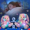 Glow Guards 10'' Easter Light up Musical Bunny Stuffed Animal Rainbow Lop Eared Rabbit Glowing Singing Plush Toy Lullaby Bed Night Light Birthday for Toddler Kids