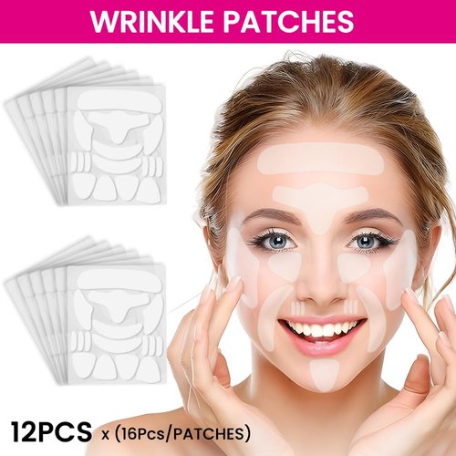 evpct 192Pcs Face Facial Medical Tape Wrinkle Patches for Face Wrinkles Overnight, Face Tape for Castor Oil, Face oil Tape Smoothing Silicone face Forehead Wrinkle Patches for Face Wrinkles Overnight