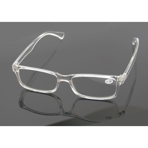 2 Pairs Casual Fashion Rectangular Reading Glasses - Stylish Simple Readers Magnification (Clear, 2.75)