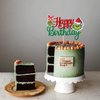 1 PCS Glitter Grinch Happy Birthday Cake Topper Assembled Merry Christmas Grinch Cake Pick for Christmas Theme Baby Shower Kids Birthday Party Cake Decorations Supplies