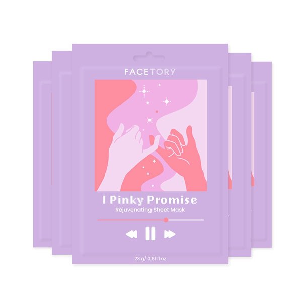 FACETORY I Pinky Promise Antioxidant Sheet Mask with Probiotics and Beet Root Extract for Acne Prone Skin (Pack of 5)