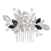Bridal Wedding Crystal Hair Comb, Handmade Blue Rhinestone Hair Clips Bridal Headpiece Sparkly Crystal Hair Pin Side Combs Hair Accessorie for Women Girls