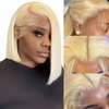 GIRLOFDREAMS 13x4 Blonde 613 Bob Wig Human Hair Straight Lace Front Wigs Glueless 180 Density Pre Plucked with Baby Hair Brazilian Remy Short Hair Transparent Lace Frontal Wigs for Black Women