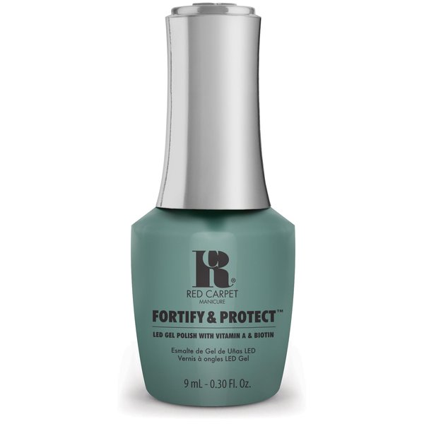 Red Carpet Manicure Fortify & Protect Dusty Teal Crème Gel Polish for Strong, Healthy Nails - Infused with Vitamin A & Biotin - (Boundary Breaker) Led Nail Gel Color, 0.3 Fl Oz