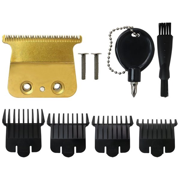 WELURE 707Z Replacement Blade Fit for BaBylissPRO FX787 & FX726 Trimmers, DLC Replacement Blades with 4 Guards Set Fit for BaByliss Trimmer Blade - Gold
