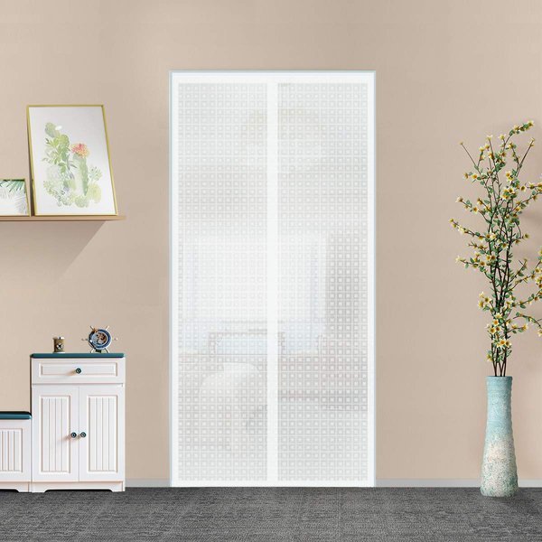 Insulated Door Curtain, Thermal Magnetic Self-Sealing EVA Door Screen Keep Cold Out Door Cover Auto Closer for Kitchen, Patio, Air Conditioner Room,Hands Free,Fits Doors up to 38" x 84", White
