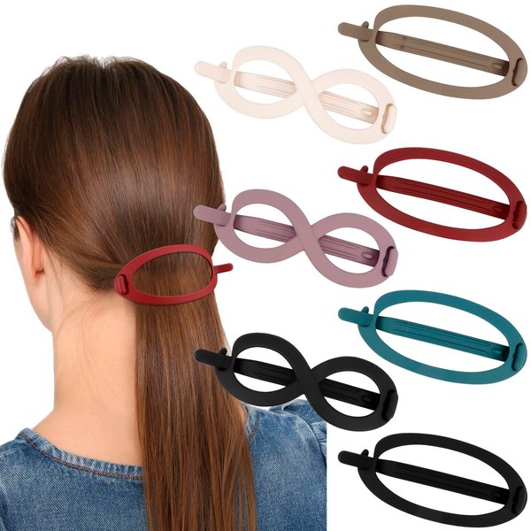 FASOTY 7 PCS French Oval Hair Barrette Clips Non Slip Flexi Hair Clips Plastic Twist Hair Clips For Thin Hair Alligator Flat Claw Clips For Women Styling Hair Accessories