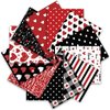 Whaline 12Pcs Valentine's Day Cotton Fabric Bundles Red Black Love Heart Fat Quarter Romantic Quilting Patchwork for DIY Handmade Sewing Crafting, 18 x 22 Inch