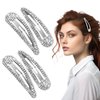 3.1 Inch Diamond Hair Clip 4pcs Snap Hair Clips Rhinestone Hair Clips Bling Metal Snap Duckbill Hairpins Silver Hair Clips Snap Barrettes For Women Girls Bridal Wedding Party Prom Birthday Accessories