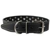 Dogs My Love Genuine Leather Studded Dog Collar 22"x1.4" Black Fits 14.5"-18" Neck