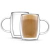 JoyJolt Double Wall Glass Coffee Mugs - 13.5oz Double Walled Glasses, Thermal Borosilicate Glass Insulated Coffee Mug. Clear Coffee Glass Cup, Cappuccino Mug, Iced Coffee Cup, Tea Mugs