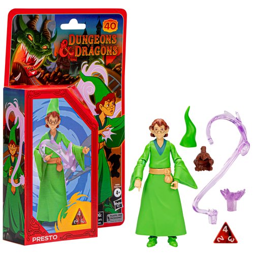 Dungeons & Dragons Cartoon Classics 6-Inch-Scale Presto Action Figure, D&D 80s Cartoon, Includes d4 from Exclusive D&D Dice Set