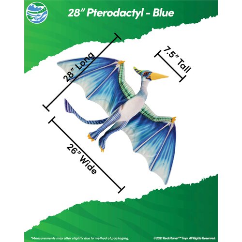 Real Planet 28" Dinosaur Plush Toy - Realistic Stuffed Animal Gift for Kids All Ages, Big Jurassic Pterodactyl, Christmas Birthday Gifts (Blue Pterodactyl, 28")