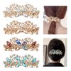 Lawie 4 Pack Luxury Butterfly Jeweled Crystal Rhinestone Glitter Sparkly Metal Hair Barrettes Snap Clips Hairpins Hairgrip Thin Thick Bun Twist Holder Hair Accessories for Women Girl