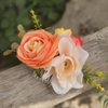 Fangsen Wedding Orange Ivory Rose Flower Hair Comb Boho Wedding Bridal Hair Accessory for Women and Girls Silver