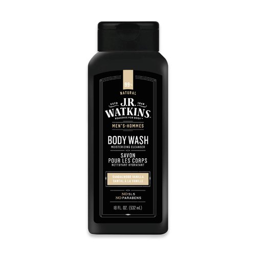 J R Watkins Men's Body Wash, Sandalwood Vanilla, 18 fl oz (532 ml)