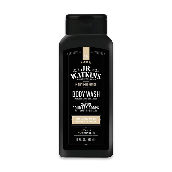 J R Watkins Men's Body Wash, Sandalwood Vanilla, 18 fl oz (532 ml)