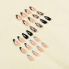 24 Pcs Halloween Press on Nails Medium Almond - MINGCHUN Black Matte Fake Nails Press ons Nail Art Tips Ghost Design Full Cover Acrylic False Nails on Nail on Nails for Women and Girl