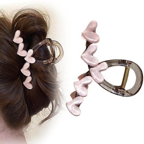 Pink Hair Claw Clips for Women Hair Clips for Girls Heart Shaped Claws Glitter Hair Clip Medium Size Claw Clips Elegant Hairpin Acrylic Hair Barrettes Non-slip Hair Accessories for Hair Styling 1Pcs