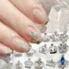 Glitter Crown Nail Charms for Nail Art 15Pcs Shiny Silver Nail Art Charms Hollow Alloy Crown Nail Rhinestones Exquisite Bling Blue Nail Gems Crystal Crown Nail Jewelry for Women DIY Nail Decoration