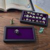 Forged Dice Co. Premium 3-Row Dice Case - Combination Dice Box and Dice Tray - Protects Polyhedral Dice Sets - Felt-Lined Storage Rows - Magnetic Lid Closure - Perfect Metal Dice Storage Box - Purple