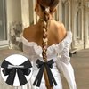AUDTOPE Mini Flower Hair Clips with 3PCS Bow Hair Clips,Rhinestone Fairy Flower Tiny Claw Clips Bow Hair Ribbon Clips Rapunzel Hair Accessories for Women Girls Pink Beige Black