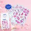 82 PCS Pink Metallic Tattoos, 4 Sheets Pink Glitter Temporary Tattoos, Pink Birthday Party Supplies, Pink Party Favors, Cute Decorations, School Rewards, Gifts Ideas for Girls