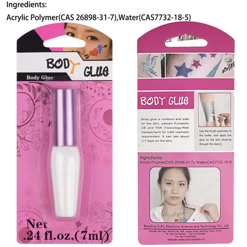 Body Paint Glue, Temporary Tattoo Glitter Powder Glue Body Painting Face Eyebrows Hair Nails Tattoo Gel Body Glitter Glue (7ml)