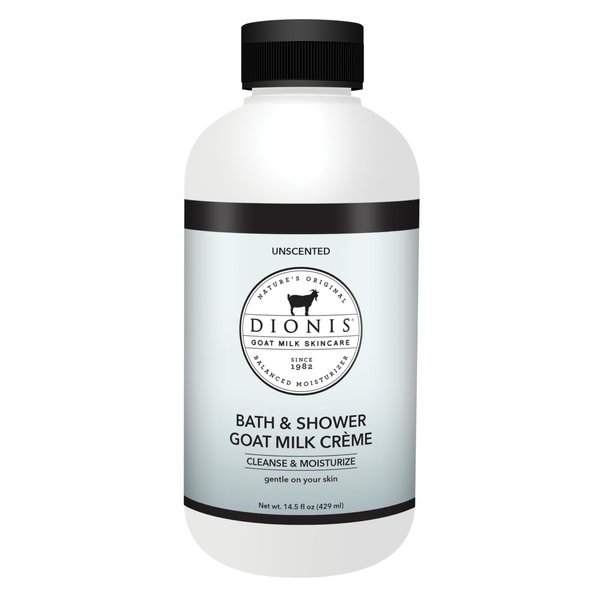 Dionis Goat Milk Skincare Unscented Bath Soap & Liquid Shower Crème, Skin Moisturizer & Hydrating Body Wash Made in The USA, Cruelty Free Shower Gel For Sensitive Skin, 14.5 oz Bottle