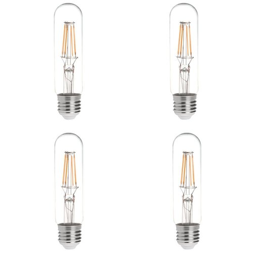 HERO-LED T10-DS-4W-WW27 Dimmable T10 E26/E27 4W Tubular Style LED Vintage Antique Filament Bulb, 40W Equivalent, Warm White 2700K, 4-Pack