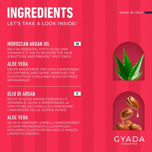 GYADA Curl Defining Cream - Styling Leave In Product for Curly And Wavy Hair with Frizz Control & Moroccan Argan Oil - Vegan & Green Formula - Cruelty Free - 6.76 fl oz