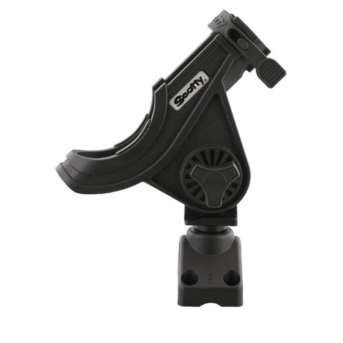 Scotty #280-BK Baitcaster/ Spinning Rod Holder w/ #241 Side Deck Mount (Black) Small