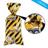 100 Pieces Construction Theme Cellophane Bags, Construction Theme Goodie Favor Bags, Truck Themed Candy Treat Bags Gift Bags with 100 Pieces Golden Twist Ties for Kids Boys Party Supplies Decorations