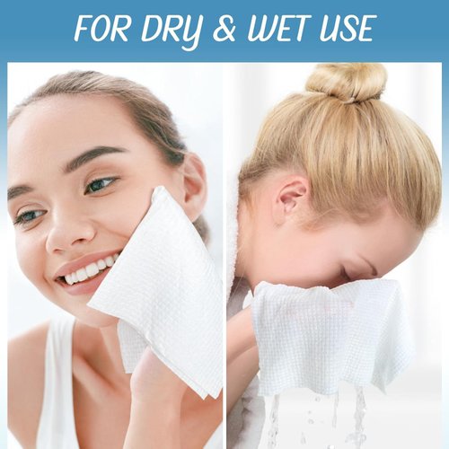 Skin Clean Towels XL, 50 Count Disposable Face Towels, Biodegradable Facial Towels, Makeup remover towel, Super Soft, Thick Cleaning Washcloths