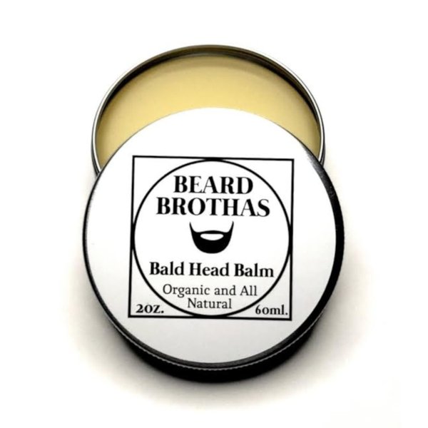 Bald Head Balm Moisturizer. Organic Cold Pressed Unrefined Argan & Jojoba Oil. Shea Butter, Cocoa butter, & Bees Wax for Lasting Shine & Protection. All Natural and Handcrafted for Freshness.