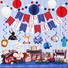 Baseball Birthday Party Decorations Baseball Happy Birthday Banners Navy Blue Red Honeycomb Ball Baseball Theme Hanging Swirl Streamer Circle Dot Garland Decor for Kids Adult Sports Party Supplies