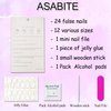 24 Pcs Almond Press on Nails Fall Fake Nails Brown White Medium False Nails with Leaf Designs Full Cover Glossy Acrylic Glue on Nails Autumn Thanksgiving Stick on Nails for Women Manicure DIY