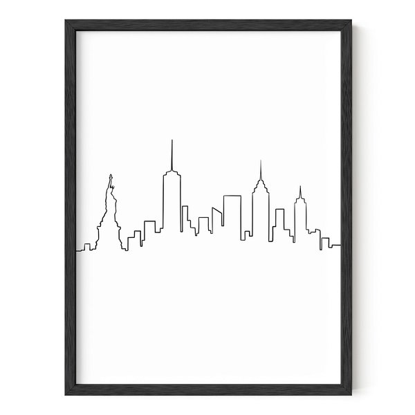 HAUS AND HUES Black and White NYC Wall Art - New York City Skyline Pictures for Decor, New York Skyline Art, NYC Print (Black Frame, 12x16)