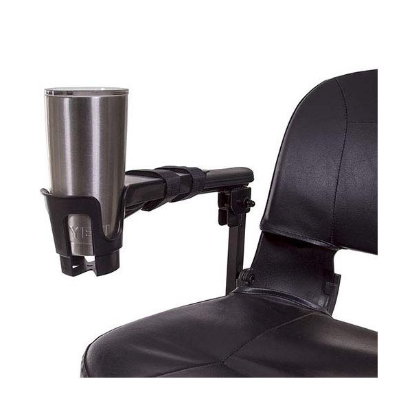 Standard Size Mobility Scooter Power Wheelchair Cup Holder - Fits Most Brands - Designed for Armrests 3" or Less