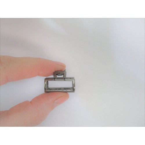 Generic Tiny small dark silver tone rectangle metal hair claw clip