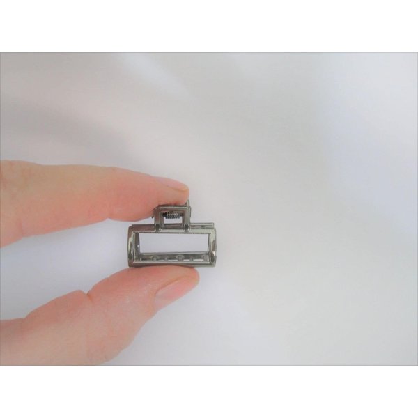Generic Tiny small dark silver tone rectangle metal hair claw clip