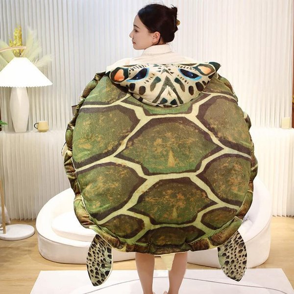 CARTBAE Creative Wearable Turtle Shell Pillows Soft and Breathable Turtle Pillows Plush Toy Party Cosplay Turtle Stuffed Animal,23.6 inches