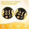 40 PCS 21st Birthday Decorations for Him Black Gold Cheers to 21 Years Tableware Decorations 21st Birthday Plates Napkins for Men Women 21 Years Old Birthday Party Supplies