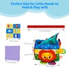 Jbery Baby Tissue Box Toy - Baby Toys 6-12 Months Montessori Toys for 6 Month Old Toys with Textured Tails, Baby Cloth Tissues Toy, Crinkle, Squeaky Sounds, Mirror